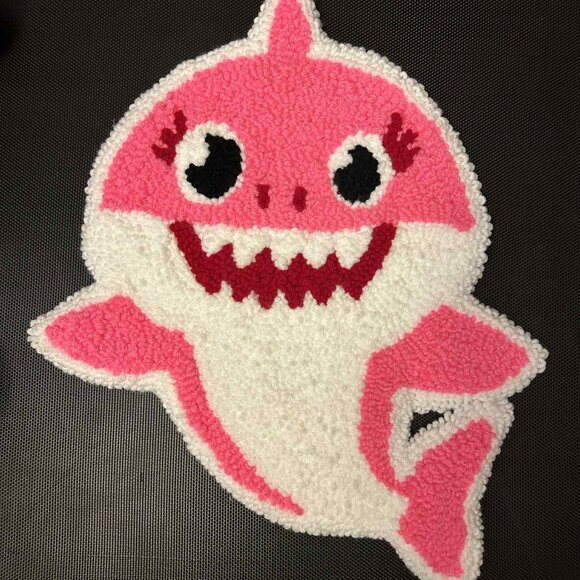 MoonStar Rugs Other - Handmade Mommy Shark Loop Pile Tufted Rug 19"x15"